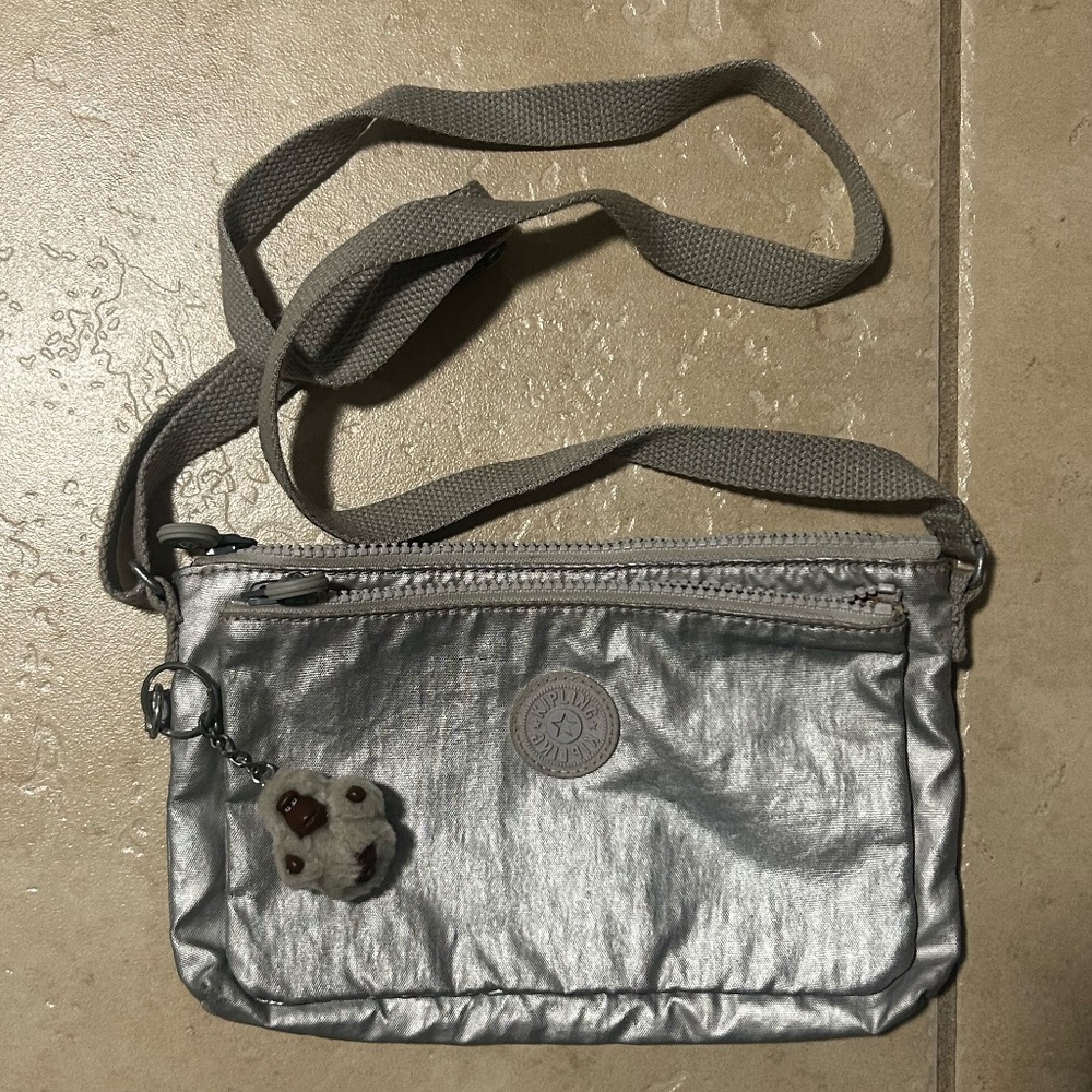 Kipling Silver Mini Crossbody Bag | Adjustable Strap